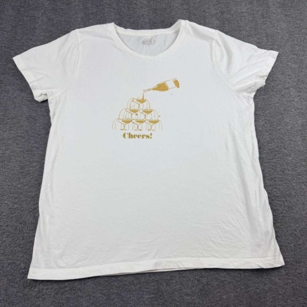 J.Crew Collector Tee Women's L Large White‎ Graphic Glitter T-Shirt